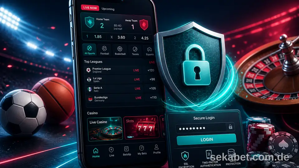 Sekabet güvenli mobil giriş ekranı ve kalkan görseli